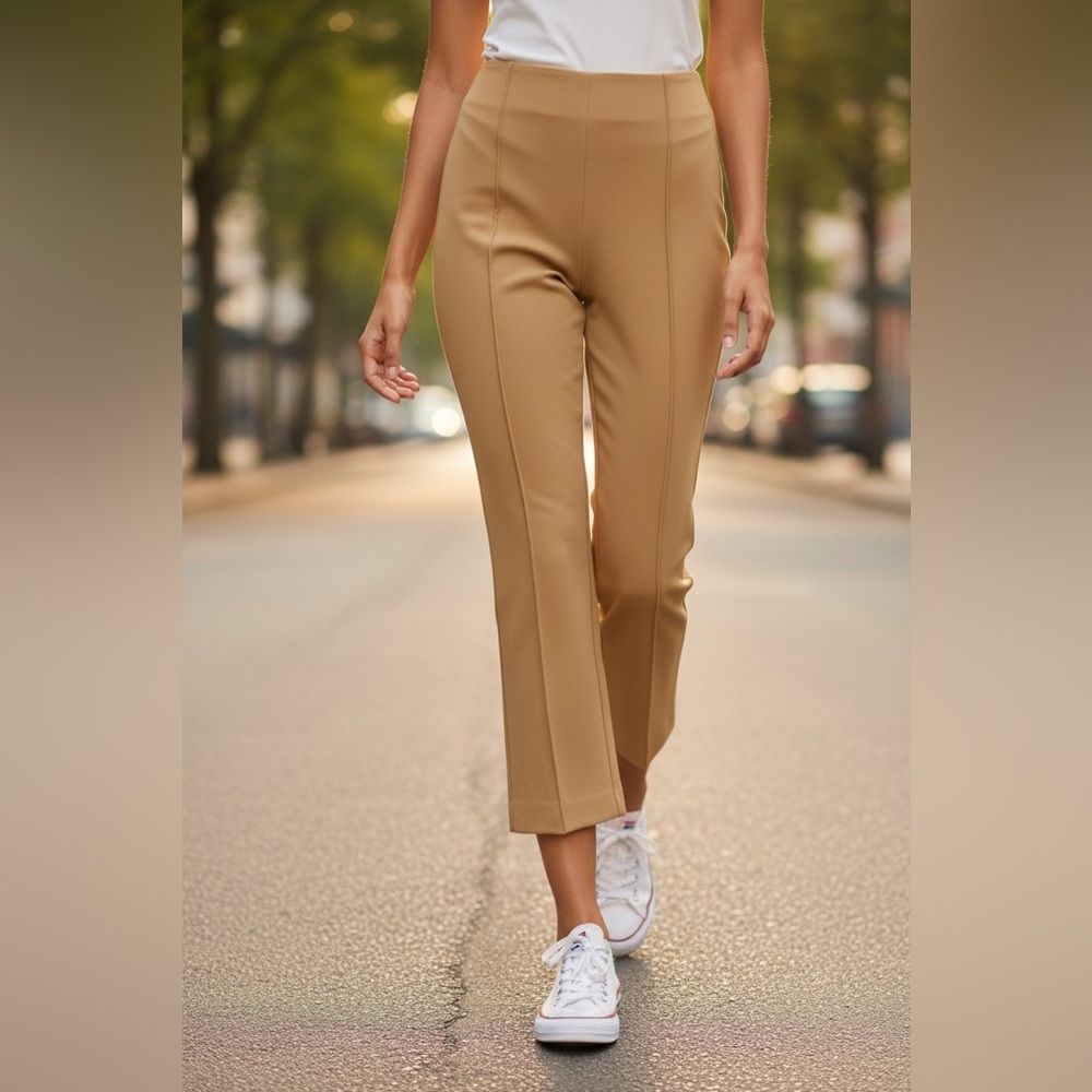 NWT Anthropologie DREW Isabelle Capris Women Camel High Waist Cropped Pants Sz 2